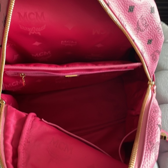 MCM Dual Stark Studded Visetos Pink Backpack - Picture 11 of 16